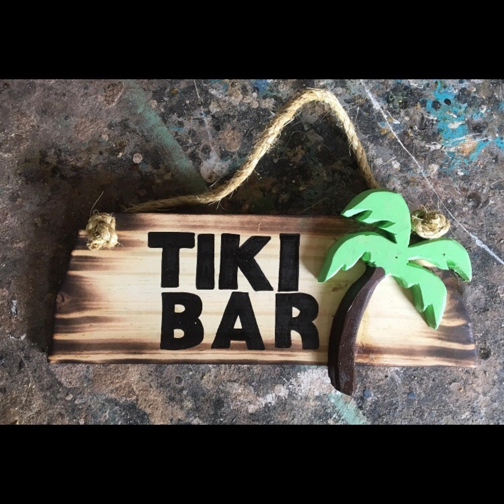 Solid wood hand made tiki bar wall decor sign